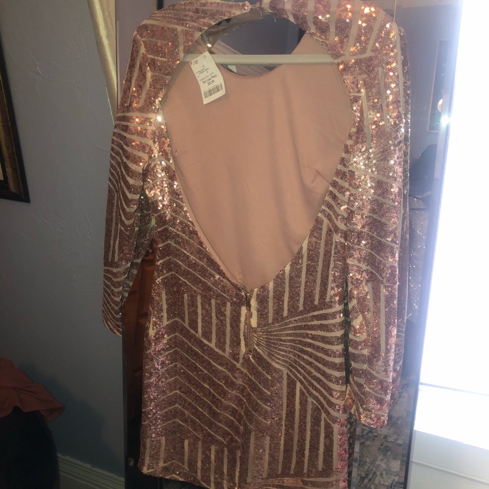Sequin rose gold mini dress - Picture 4 of 11